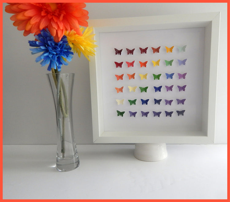 Rainbow 3d butterfly picture recycled paper