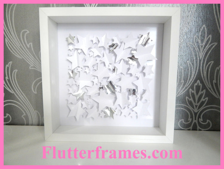 white and silver Stars 3d framed picture