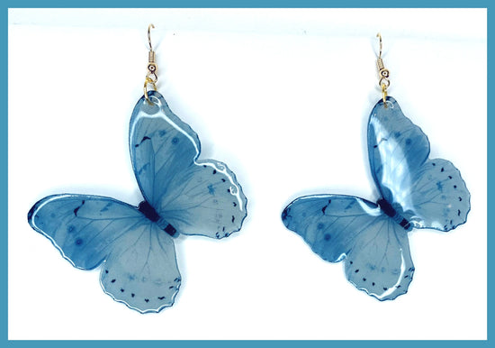 resin blue butterflies looks real earrings