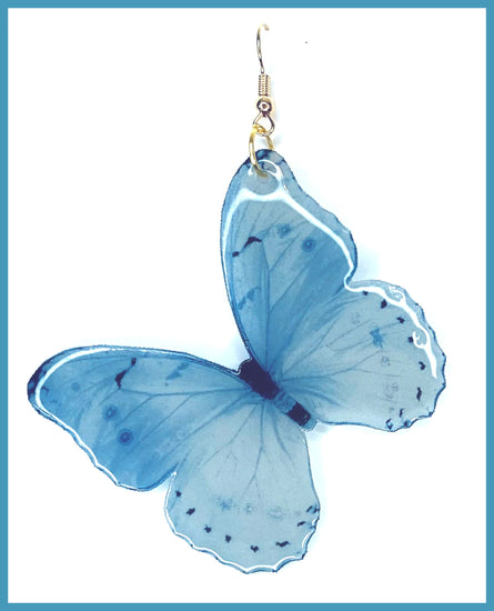 resin blue butterflies handmade earrings