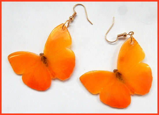 yellow handmade resin butterfly earrings