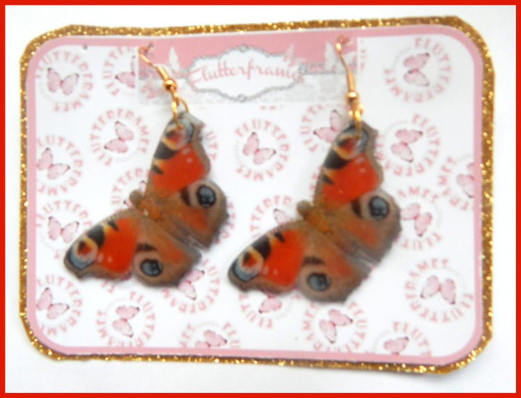 Red Admiral resin butterfly earrings