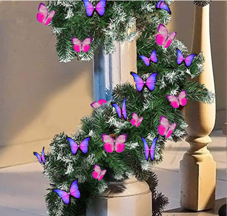 Purple and pink Christmas tree butterflies