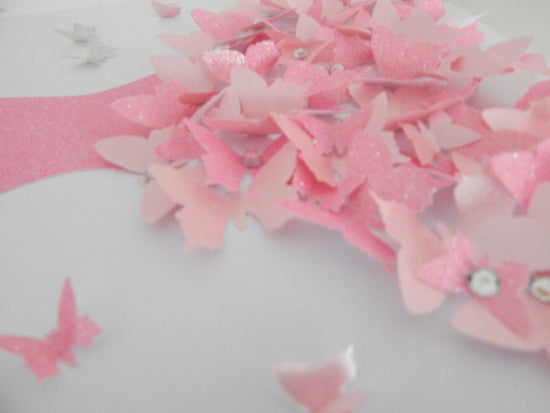 pink 3d glitter butterflies
