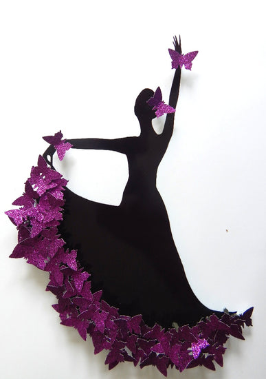 Purple Flamenco dancer 3d butterfly picture