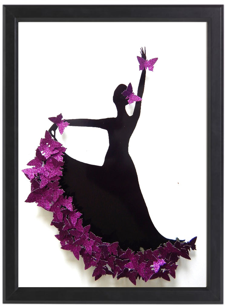Purple Flamenco dancer 3d butterfly picture