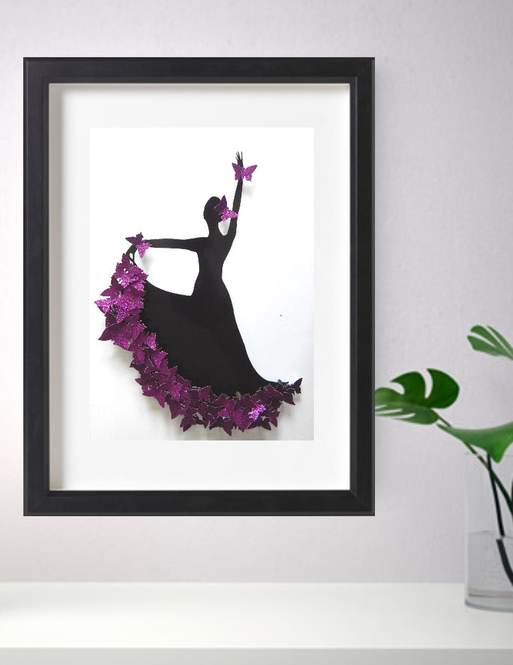 Purple Dancing lady framed picture