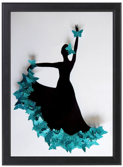 Turquoise  Flamenco dancer framed pictures