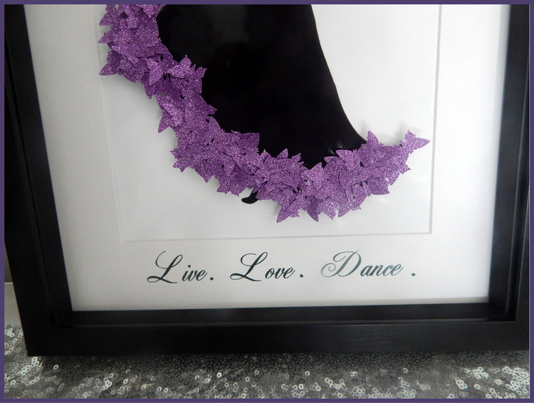Live Love Laugh framed purple dancing picture