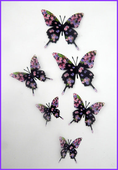 black pink and purple floral butterflies