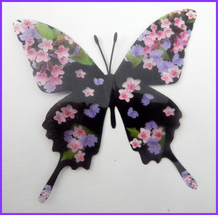 Floral handmade 3d butterflies, butterfly stickers with purple and pink flowers, wall stickers
