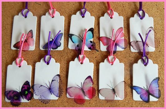 pink and purple butterfly gift tags