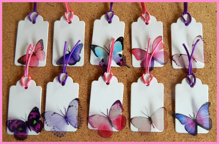 pink and purple butterfly gift tags