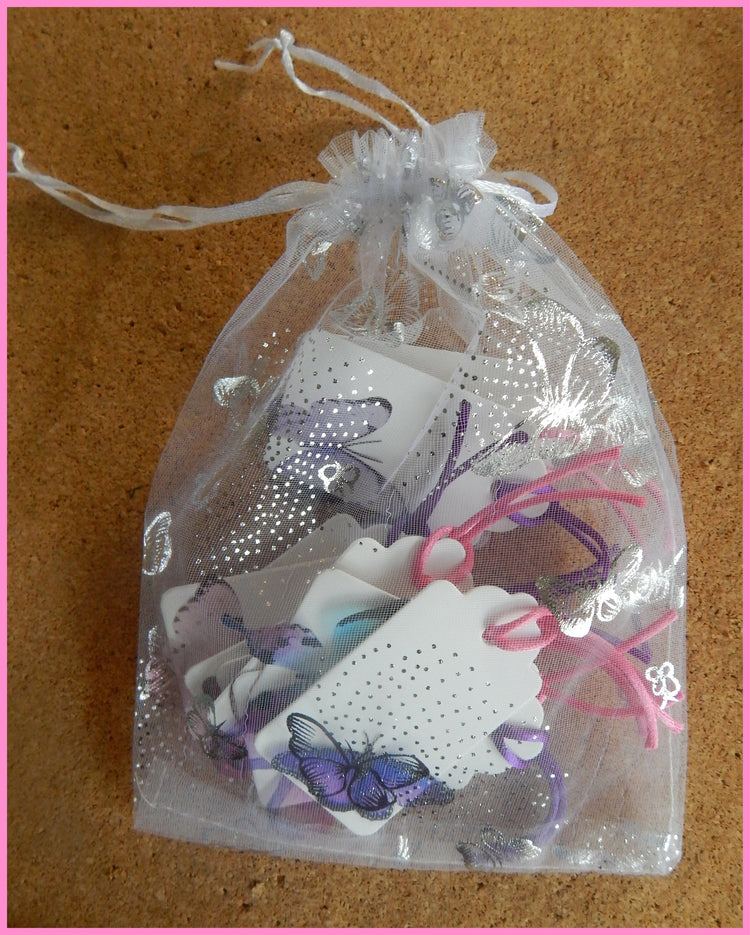 natural pink and purple butterfly gift tags