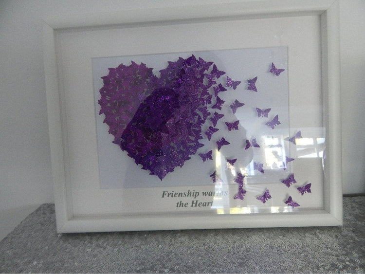Anniversary purple glitter picture for her, in shades of lilac and Purple, hand crafted, wedding ideas
