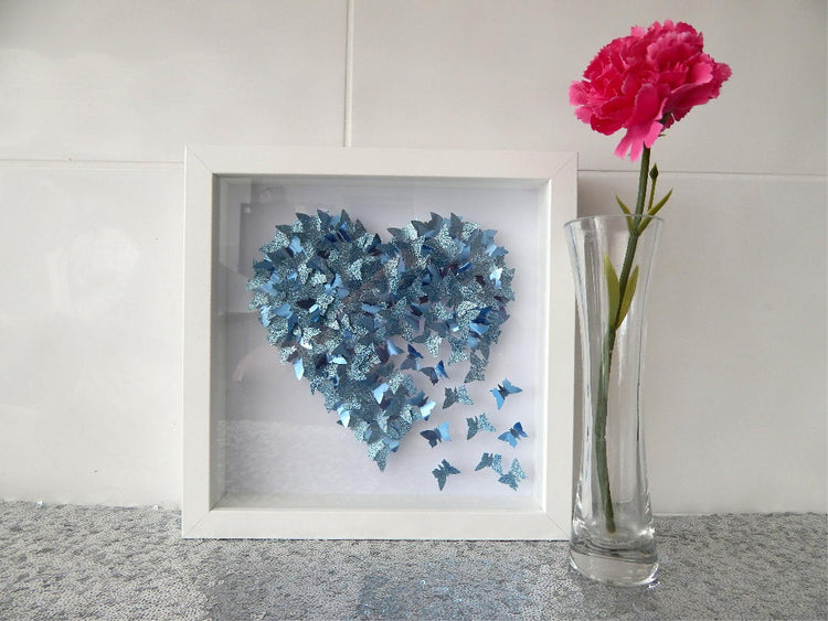Blue heart anniversary personalised gift