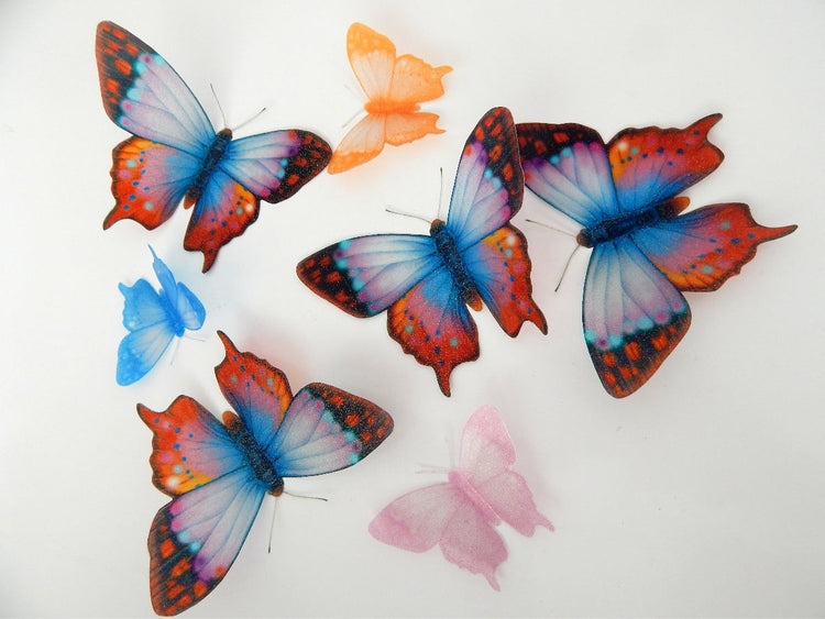 7 3d Fantasy multi-coloured butterflies lounge, hall, conservatory, bathroom, bedroom,garden, bedroom,living room,kitchen,wall art stickers