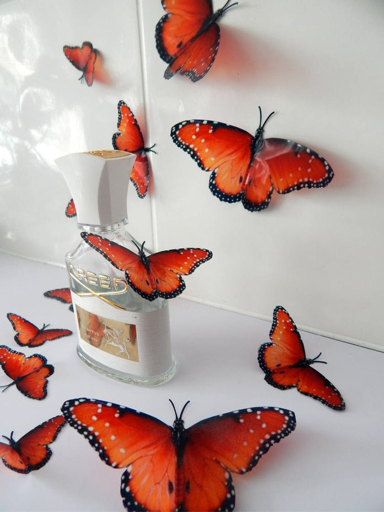 7 3d Reproduction Beautiful 3D Exotic orange Wedding Butterflies Flower- Table Decorations Flower Pot Home  bedroom