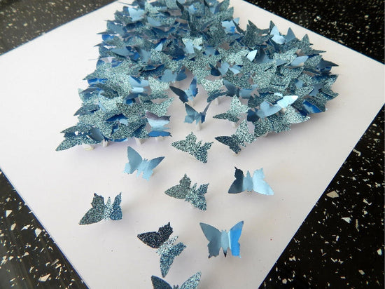 blue tiny glitter butterflies for craft