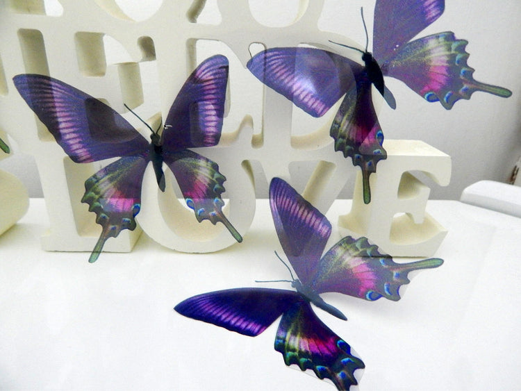 6 Purple Swallow tail Luxury Amazing  Butterflies 3D Butterfly Wall Art Flying Removable Butterflies  Home Decorations Wall Art stickers