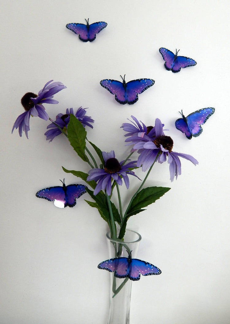 Purple natural butterflies,butterfly 3d wall stickers home Accessories bedroom,,living room,kitchen,wall art, vase