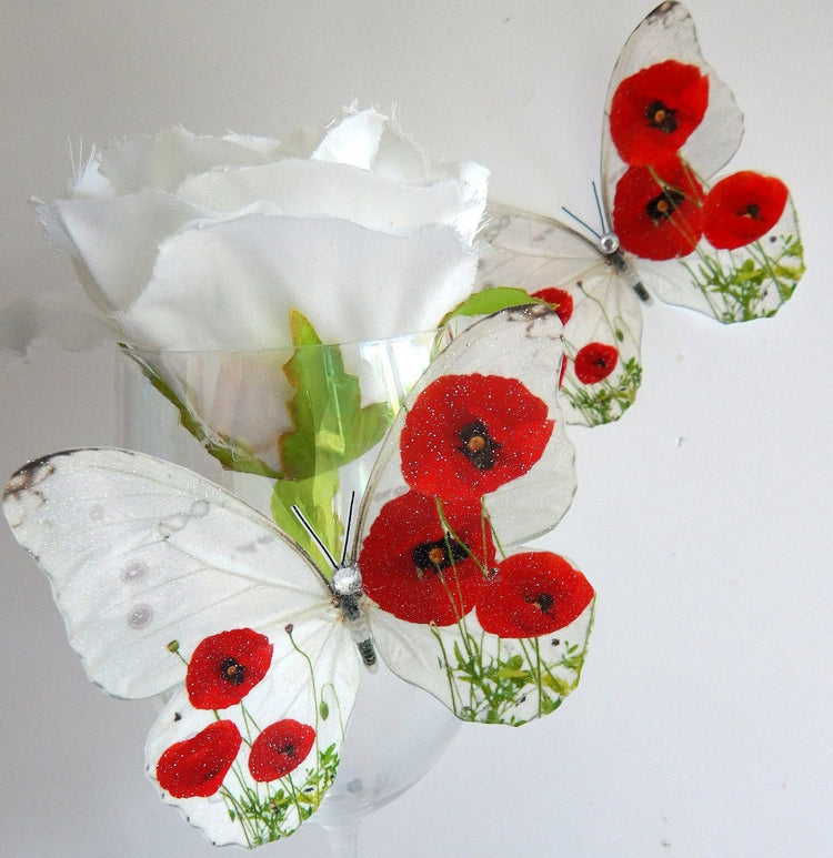 Remembrance day poppy butterfly sticker
