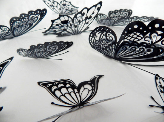 Black and white butterflies stickers