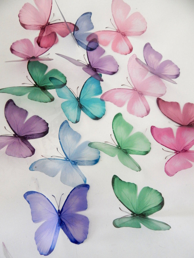 16 Pastel 3d butterflies, wall sticker butterflies, great for girl's bedroom, bathroom room, beauty salon,feature wall decor
