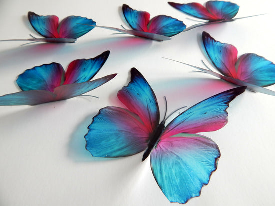 Fantasy blue and pink butterflies