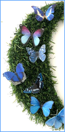 Natural butterfly stickers on grass shapes