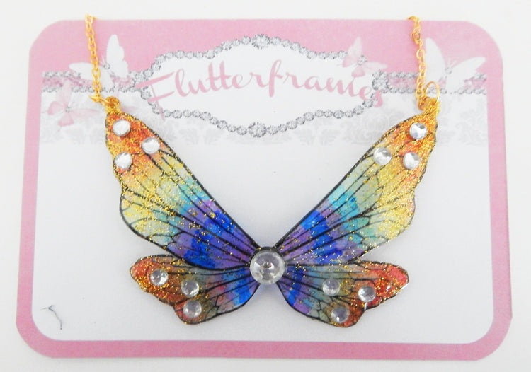 Multi-coloured Fairy Wing necklace with glitter
