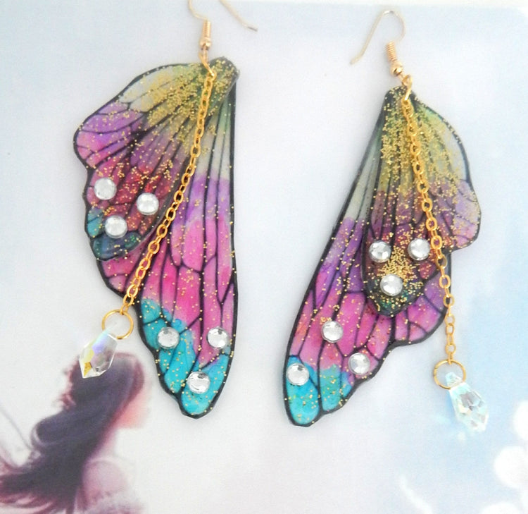 colourful butterfly wings earrings