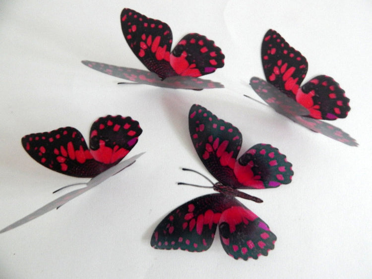 Pink and black butterfly stickers