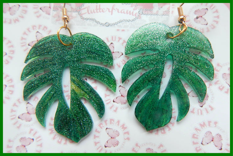 Quirky earrings tropical leaves