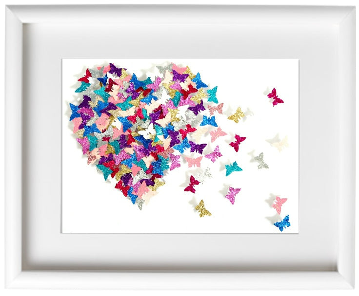 rainbow colours glitter 3d framed picture