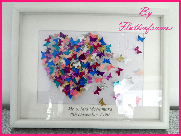 rainbow colours glitter 3d framed picture
