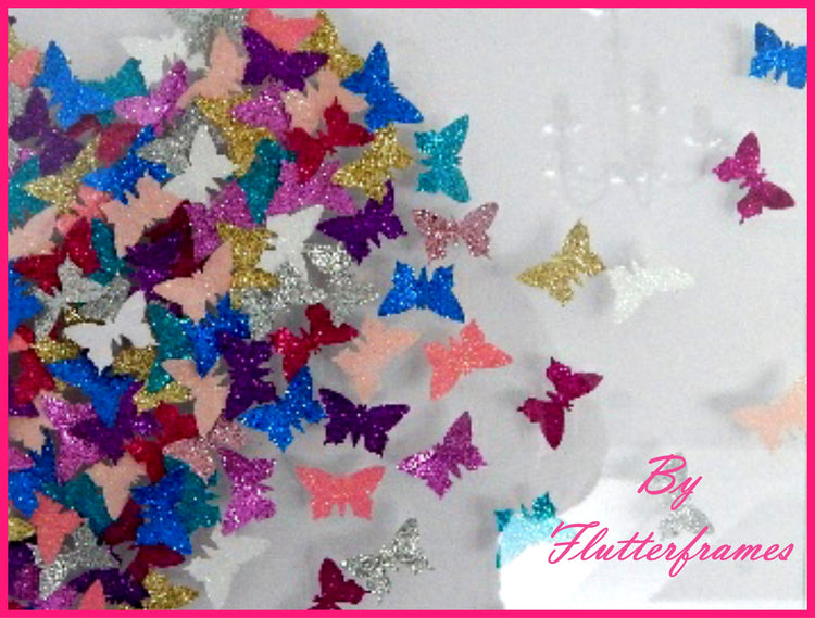 Wedding 3d glitter picture, butterfly heart picture,multi-coloured hand crafted made with lots of 3d butterflies