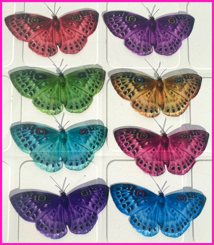 8 colourful butterflies.3d Butterfly stickers. Great for conservatories ,bedrooms. 8 multi-colour wall sticker butterflies