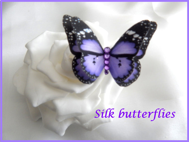 Orange or Purple Butterflies, hair accessory,handmade butterfly hair clip, cotton butterflies, wedding