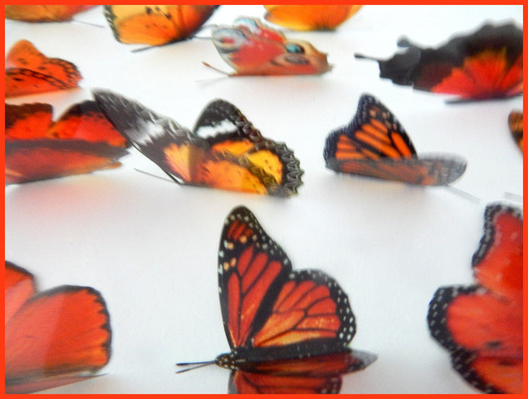 rustic decor artificial orange butterflies