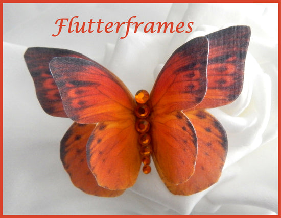 beautiful silk orange butterfly hair clip