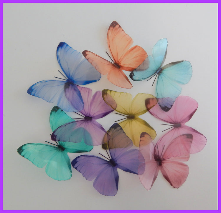 Set of 9 Pastel coloured butterflies, 3d wall stickers,great for girl's bedroom,bathroom,lounge,kitchen,tiles,conservatory,wall decor