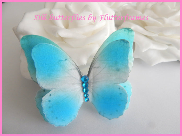 Turquoise silk butterflies