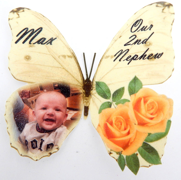 Custom photo, Personalised Butterfly 3d stickers, Wedding special birthday photo unique gift, handcrafted personalised gift, name