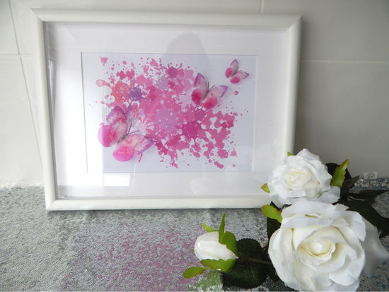 Deep Pink butterfly framed picture