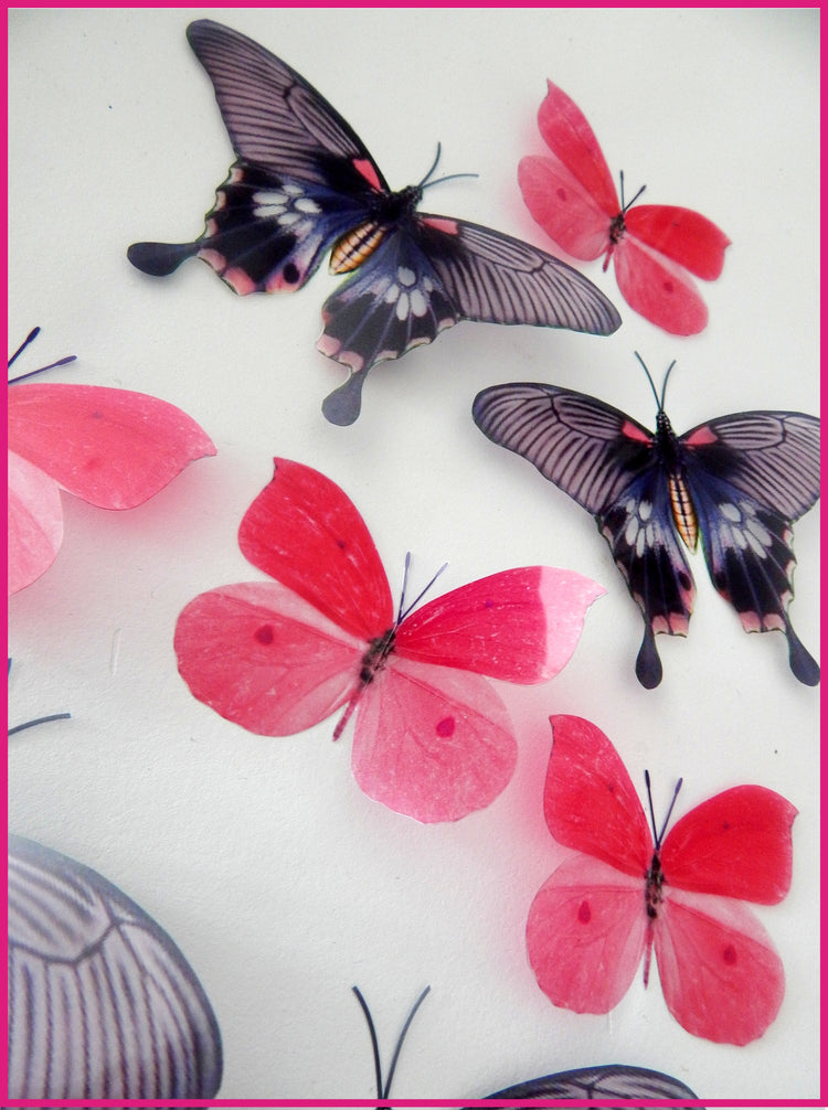 Pink and purple natural pretty butterflies.3d butterfly wall stickers, great for decoration at home,weddings,parties, bedroom,conservatories