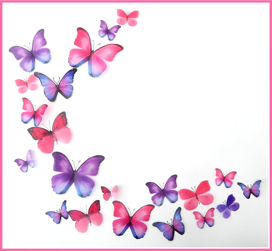 set of pink and purple butterfly bedroom display
