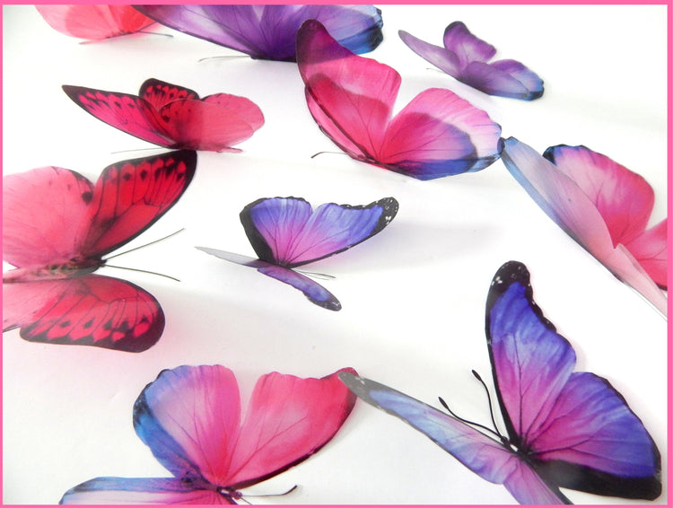 set of set of pink and purple butterfly bedroom display