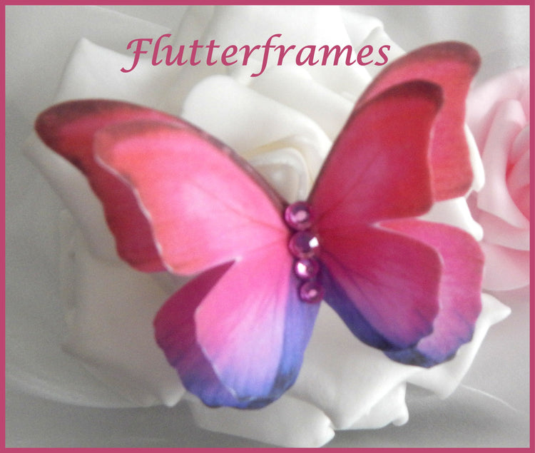 silk butterfly pink and purple hair clip