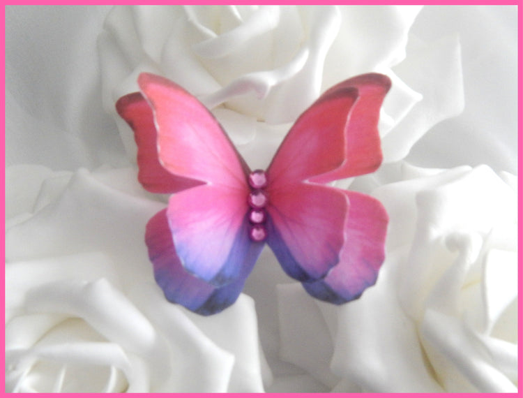 silk butterfly pink and purple hair clip Prom night